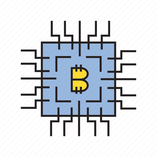 Bitcoin, blockchain, chip, cryptocurrency, device, microchip, processor icon - Download on Iconfinder