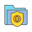 bitcoin, data, file, folder, privacy, security, shield 