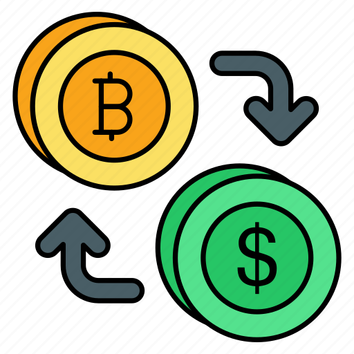 Bitcoins, dollars, exchange, rate, money, arrow icon - Download on Iconfinder