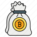 bitcoin, bag, money, currency, cash, coin