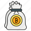 bitcoin, bag, money, currency, cash, coin 