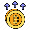 bitcoin, up, arrow, growth, currency, coin