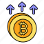 bitcoin, up, arrow, growth, currency, coin 