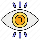 bitcoin, coins, eye, crypto, currency, money