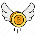 bitcoin, flight, coin, increase, fly, crypto