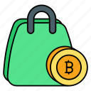 bitcoin, shopping, bag, currency, cash, money