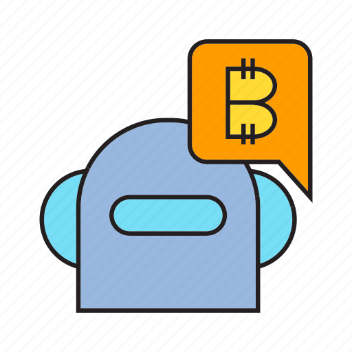 Bitcoin, blockchain, bot, cryptocurrency, digital currency, robot, transaction icon - Download on Iconfinder