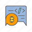 bitcoin, blockchain, coding, cryptocurrency, digital currency, programming, speech bubble 