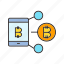 bitcoin, blockchain, cryptocurrency, digital currency, link, share, smart phone 
