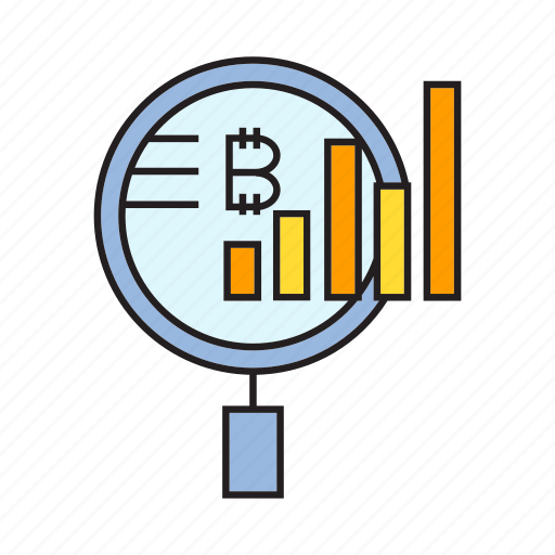 Analysis, analytics, bitcoin, cryptocurrency, digital currency, graph, magnifier icon - Download on Iconfinder