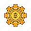 bitcoin, blockchain, cog, cryptocurrency, digital currency, electronic money, gear 
