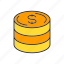 coins, currency, dollar, money, stack 