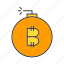bitcoin, bomb, cryptocurrency, digital currency, electronic money, money, risk 
