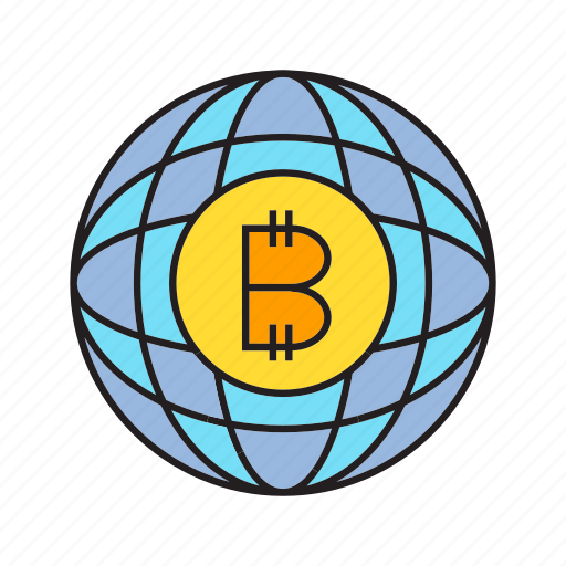 Bitcoin, blockchain, cryptocurrency, digital currency, global, globe, world icon - Download on Iconfinder