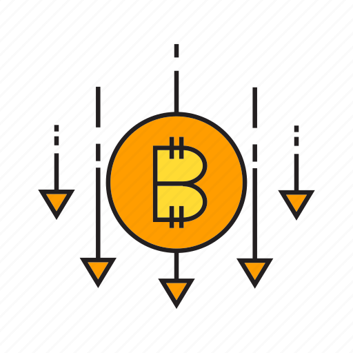 Bitcoin, cryptocurrency, decrease, digital currency, drop, fall, price icon - Download on Iconfinder