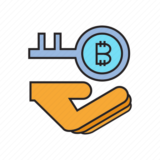Bitcoin, cryptocurrency, digital currency, encryption, hand, key, security icon - Download on Iconfinder