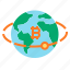 bitcoin, earth, globe, worldwide 