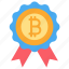 appreciation, award, badge, bitcoin, block, cryptocurrency, reward 