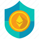 coin, cryptocurrency, ethereum, protection, secure, shield