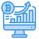 bar, graph, bitcoin, cryptocurrency, digital, currency, increase