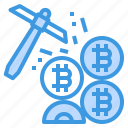 bitcoin, cryptocurrency, coin, pickaxe, mining