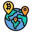 placeholder, bitcoin, cryptocurrency, map, globe 