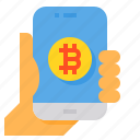 bitcoin, cryptocurrency, digital, currency, smartphone, hand