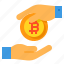 bitcoin, cryptocurrency, payment, hand, money 