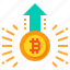 increase, bitcoin, cryptocurrency, value, up, arrow 