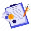 document, contract, agreement, magnifier, signature, business, finance, startup, company