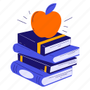 apple on top books, fruit, book, library, apple book, school, education, study, student