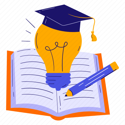 Bulb, graduation, hat, book, graduate, school, education icon - Download on Iconfinder