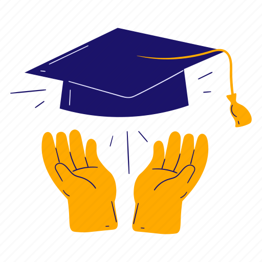 Open hand, graduation, hat, scholarship, graduate, school, education icon - Download on Iconfinder