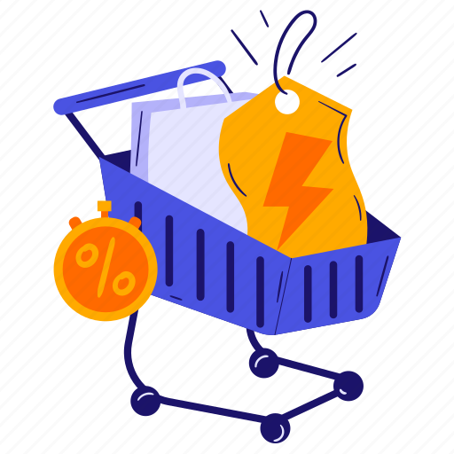 Flash sale, discount, promotion, offer, trolley, shopping, e-commerce icon - Download on Iconfinder