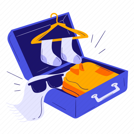 Suitcase, luggage, clothes, packing, baggage, travel, holiday icon - Download on Iconfinder