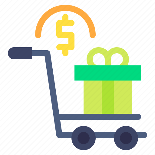 Trolly, gift, present, dollar, sign icon - Download on Iconfinder