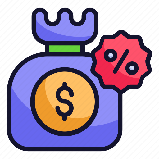 Cash discount, money bag, discount, discount offer, black friday, cyber icon - Download on Iconfinder