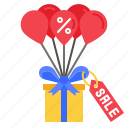 balloons, black, friday, gift, box, received, surprise, offer, sales