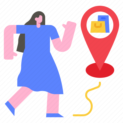 Location, maps, commerce, store, shopping, bag, women icon - Download on Iconfinder