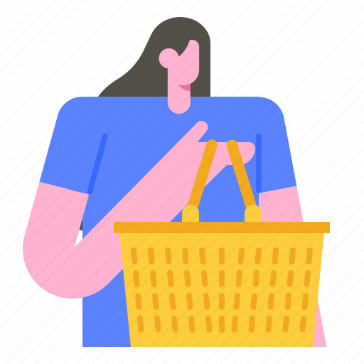 Shopping, basket, buyer, purchase, woman, contain, customer icon - Download on Iconfinder