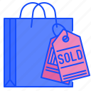sold, shopping, bag, shopper, label, supermarket, tag