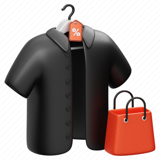 Fashion, shopping, cloth, shirt, ecommerce, black friday, sale 3D illustration - Download on Iconfinder