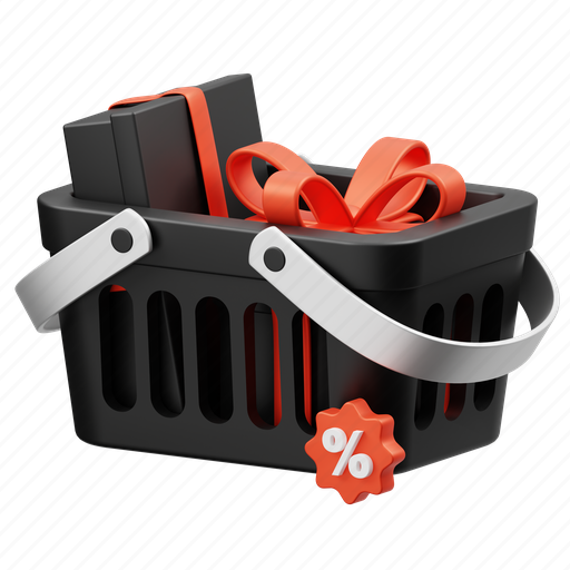 Shopping, basket, black friday, sale, business, discount, ecommerce 3D illustration - Download on Iconfinder
