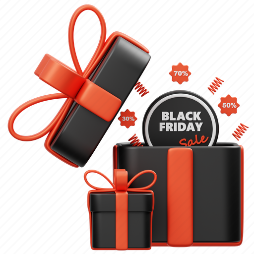 Gift, black friday, sale, business, discount, shopping, ecommerce 3D illustration - Download on Iconfinder