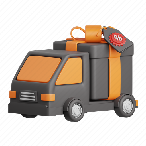 Gift, delivery, truck, shipping, box, package, transport 3D illustration - Download on Iconfinder
