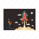 rocket, blastoff, space, aircraft, boy