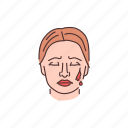 bleeding, injury, face, woman
