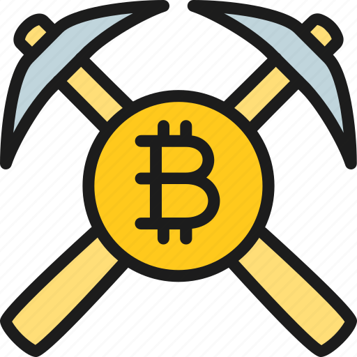 Bitcoin, blockchain, coin, color, cryptocurrency, pickax icon - Download on Iconfinder