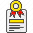 agreement, award, certificate, contract, deal, document