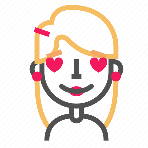 Avatar, blond, emoji, emoticon, face, line, love icon - Download on Iconfinder